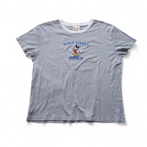 Walt Disney World Vintage 90s Embroidered Mickey Mouse SS T-Shirt Women's XXL - Picture 1 of 8
